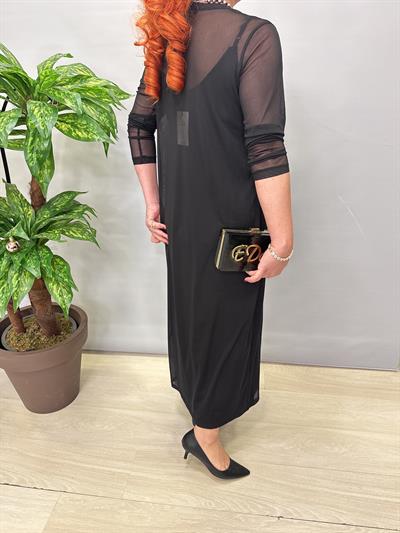 6310 Tül Detaylı Elbise Siyah 