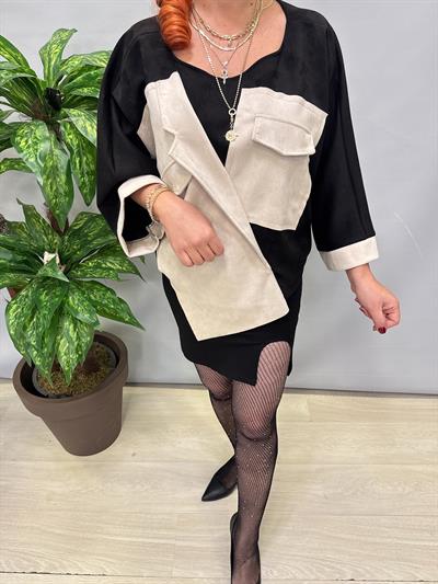 6315 Tasarım Nubuk Bluz Siyah 