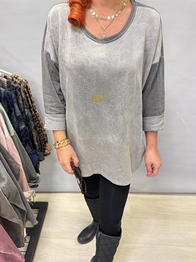 6340 Italyan Hayat Ağacı Detay Bluz Gri