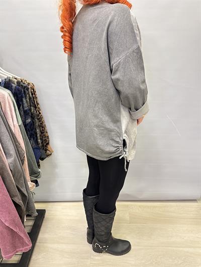 6340 Italyan Hayat Ağacı Detay Bluz Gri