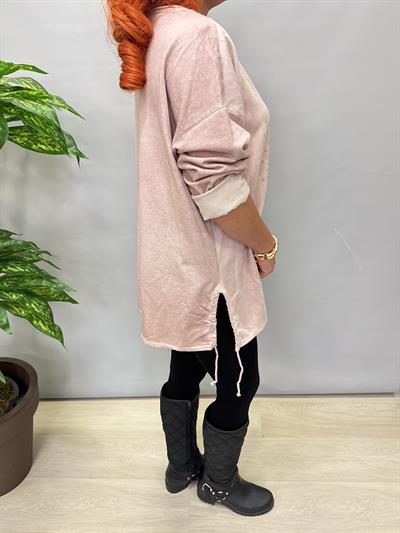 6340 Italyan Hayat Ağacı Detay Bluz Pudra