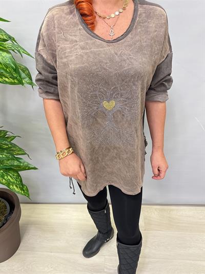 6340 Italyan Hayat Ağacı Detay Bluz Vizon