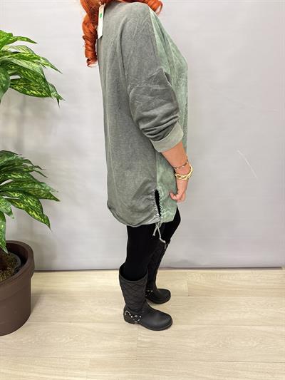 6340 Italyan Hayat Ağacı Detay Bluz Yeşil