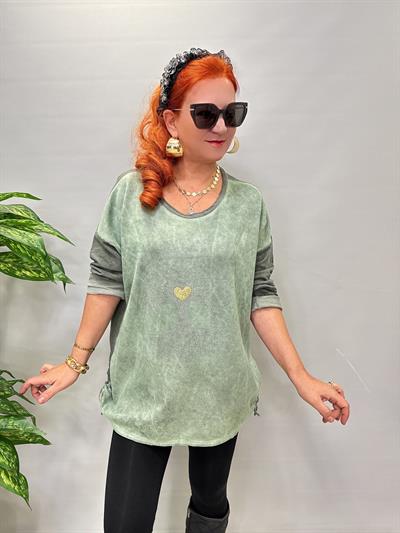 6340 Italyan Hayat Ağacı Detay Bluz Yeşil