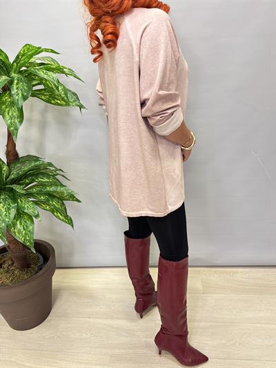 6340 Italyan Papatya Detay Bluz Pudra