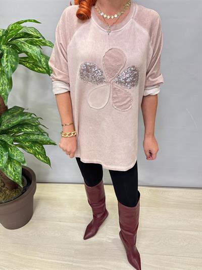 6340 Italyan Papatya Detay Bluz Pudra