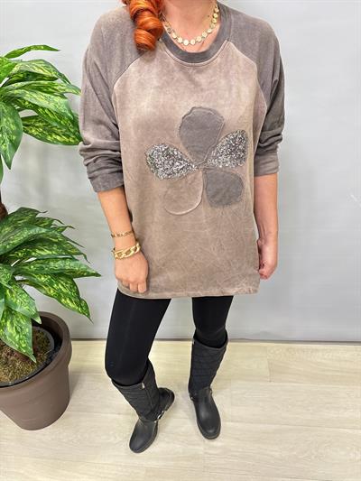 6340 Italyan Papatya Detay Bluz Vizon