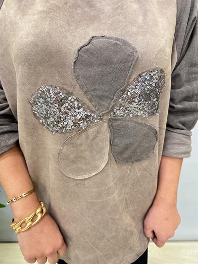 6340 Italyan Papatya Detay Bluz Vizon