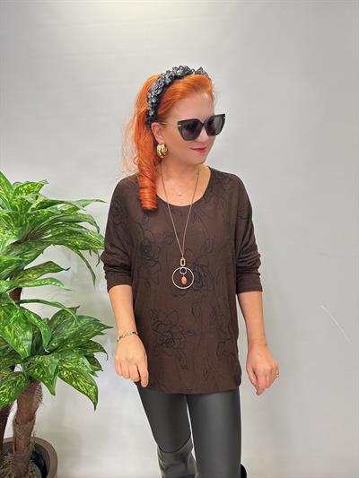 6341 Italyan Triko Bluz Acı Kahve
