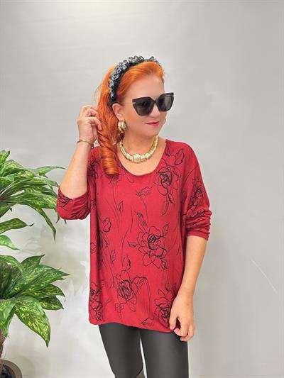 6341 Italyan Triko Bluz Bordo