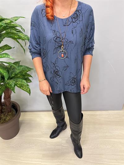 6341 Italyan Triko Bluz Mavi