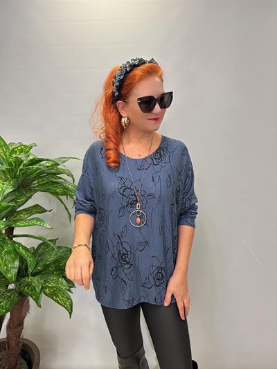 6341 Italyan Triko Bluz Mavi