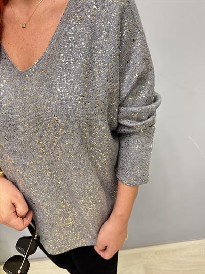 6370 Angora Triko Bluz Gri