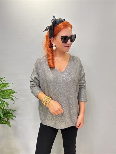 6370 Angora Triko Bluz Gri