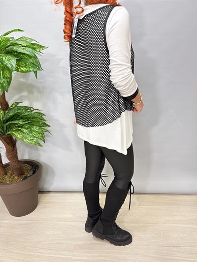 6385 File Yelekli Asimetrik Bluz Takım Beyaz