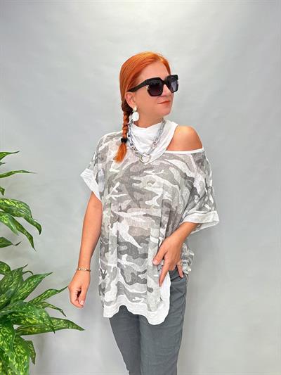 MNS 6454 İTALYAN BLUZ 48 BEDEN KADAR UYGUNDUR GRİ FULAR DAHİLDİR 