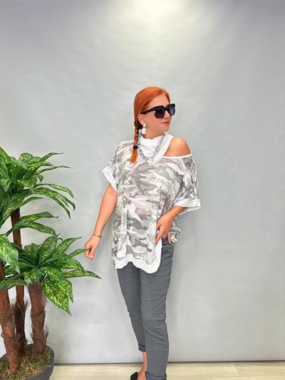 MNS 6454 İTALYAN BLUZ 48 BEDEN KADAR UYGUNDUR GRİ FULAR DAHİLDİR 