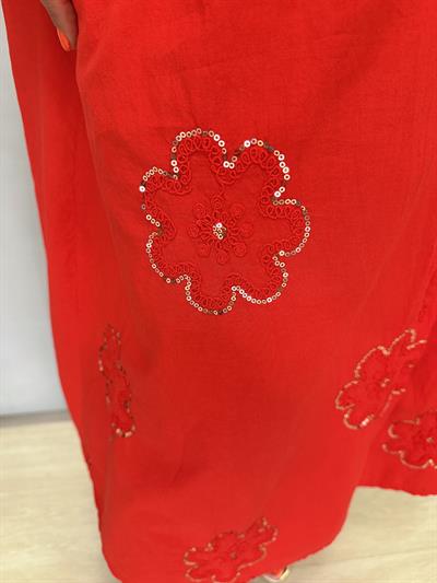 BOL SALAŞ BİR ÜRÜNDÜR.6540 Italyan Payet Detay Elbise Kırmızı 