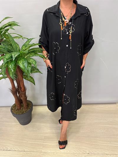 BOL SALAŞ BİR ÜRÜNDÜR.6540 Italyan Payet Detay Elbise Siyah