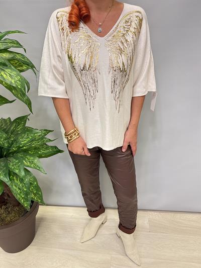 6547 Italyan Angora Triko Bluz Ekru