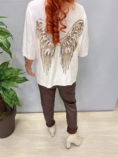 6547 Italyan Angora Triko Bluz Ekru