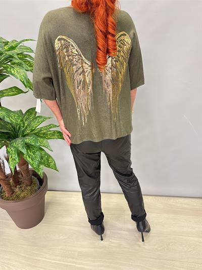 6547 Italyan Angora Triko Bluz Haki