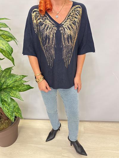 6547 Italyan Angora Triko Bluz Lacivert