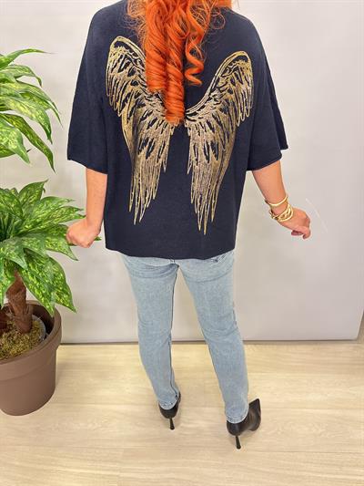 6547 Italyan Angora Triko Bluz Lacivert