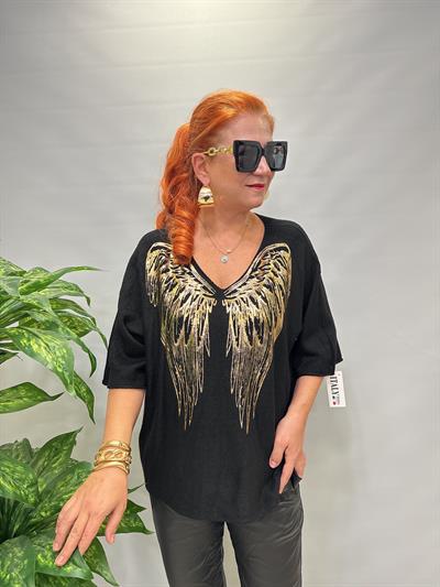 6547 Italyan Angora Triko Bluz Siyah