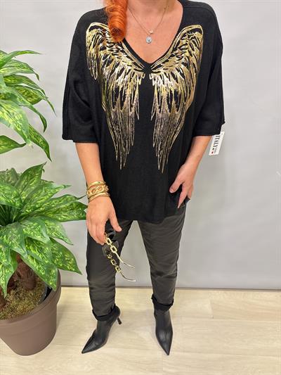 6547 Italyan Angora Triko Bluz Siyah