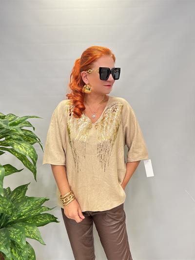 6547 Italyan Angora Triko Bluz Taş