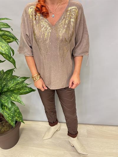 6547 Italyan Angora Triko Bluz Vizon