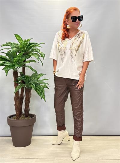 6547 Italyan Deri Görünümlü Pantolon Acı Kahve