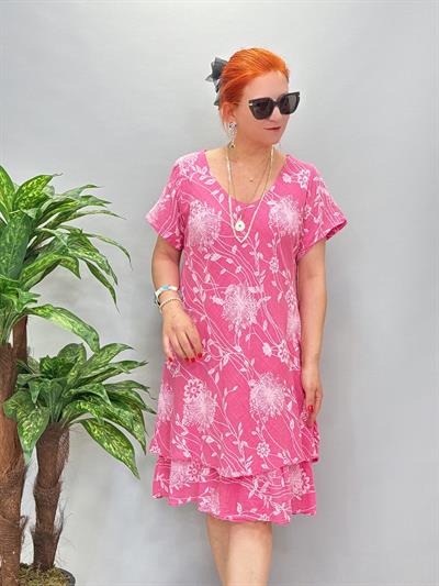 6614 Italyan Elbise Fuşya