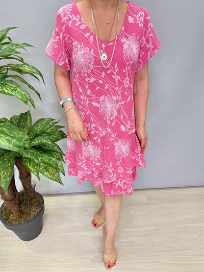 6614 Italyan Elbise Fuşya