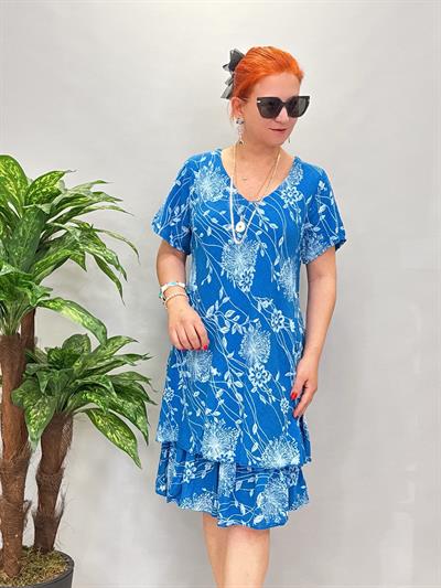 6614 Italyan Elbise Saks Mavi