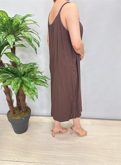 6615 İtalyan Tensel Viskon Elbise Kahve