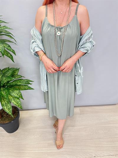 6615 İtalyan Tensel Viskon Elbise Mint yeşil