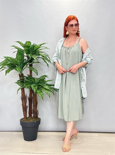 6615 İtalyan Tensel Viskon Elbise Mint yeşil