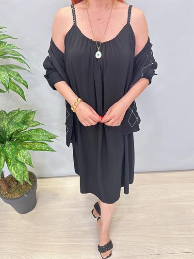 6615 İtalyan Tensel Viskon Elbise Siyah