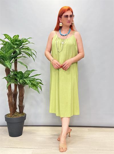 6615 İtalyan Tensel Viskon Elbise Yeşil 
