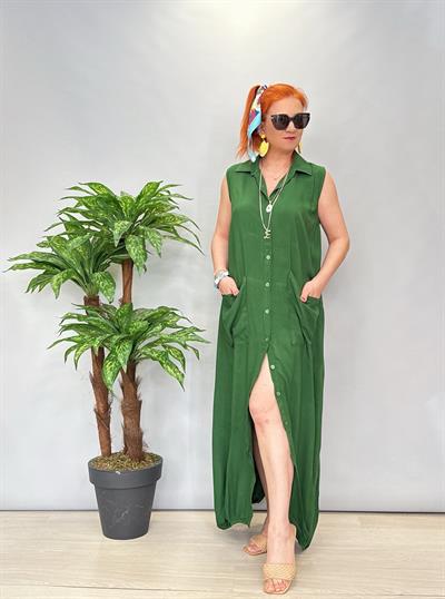 6632 Pamuklu Tulum/Elbise Koyu Yeşil