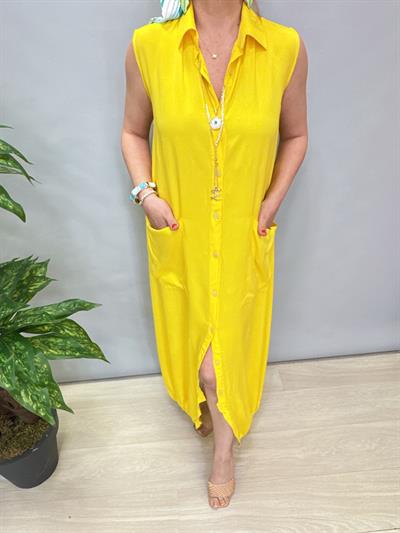 6632 Pamuklu Tulum/Elbise Sarı