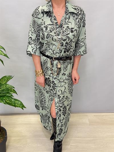 MNS 6645 PAMUKLU GÖMLEK ELBİSE MİNT YEŞİLİ (KEMER DAHİL DEĞİLDİR)