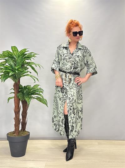 MNS 6645 PAMUKLU GÖMLEK ELBİSE MİNT YEŞİLİ (KEMER DAHİL DEĞİLDİR)