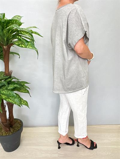 6670 Italyan Pamuklu Bluz Gri