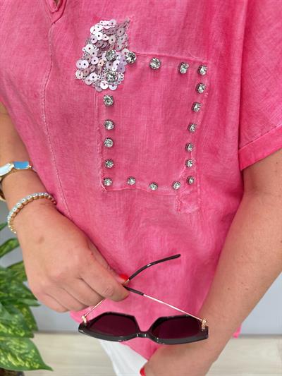 6670 Italyan Pamuklu Bluz Pembe