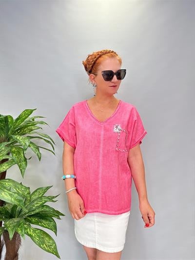 6670 Italyan Pamuklu Bluz Pembe