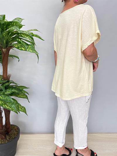 6670 Italyan Pamuklu Bluz Sarı Tonu