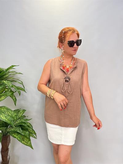 6689 Pamuklu Bluz Vizon